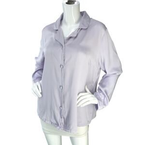 Fishers Finery Blouse Womens S 19 Momme Mulberry Silk Lilac Long Sleeve Button